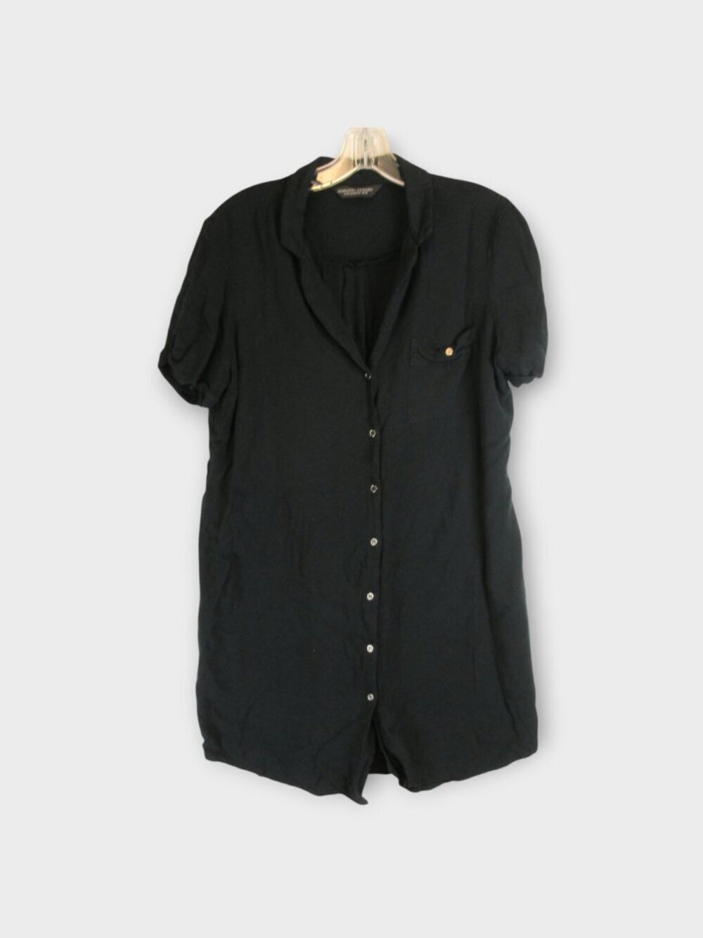 Dorothy Perkins Black Button-Front Short Sleeve Pajama Dress Size 10